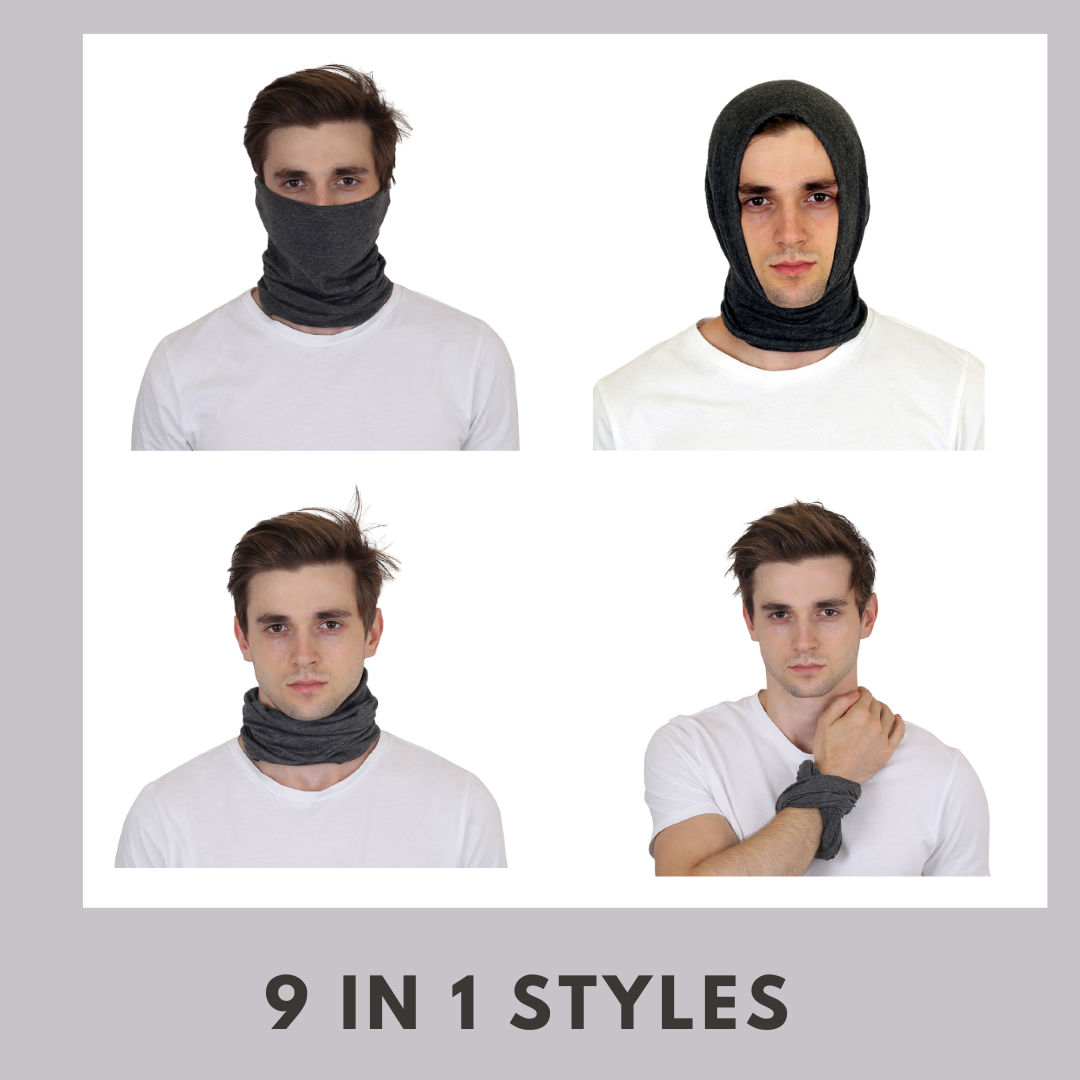 Cotton Head Wrap Bandana, 9 in 1 Bandana, Helmet Cap, Hair Band, Face Mask for Riding Bikes, Suitable for Both Men and Women, Free Size (Pack of 1) Dark Grey image 7