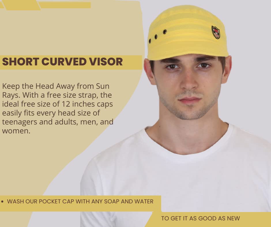 Men and Women Foldable Cotton Pocket Cap for All Sports and Outdoor Activities Yellow image 2