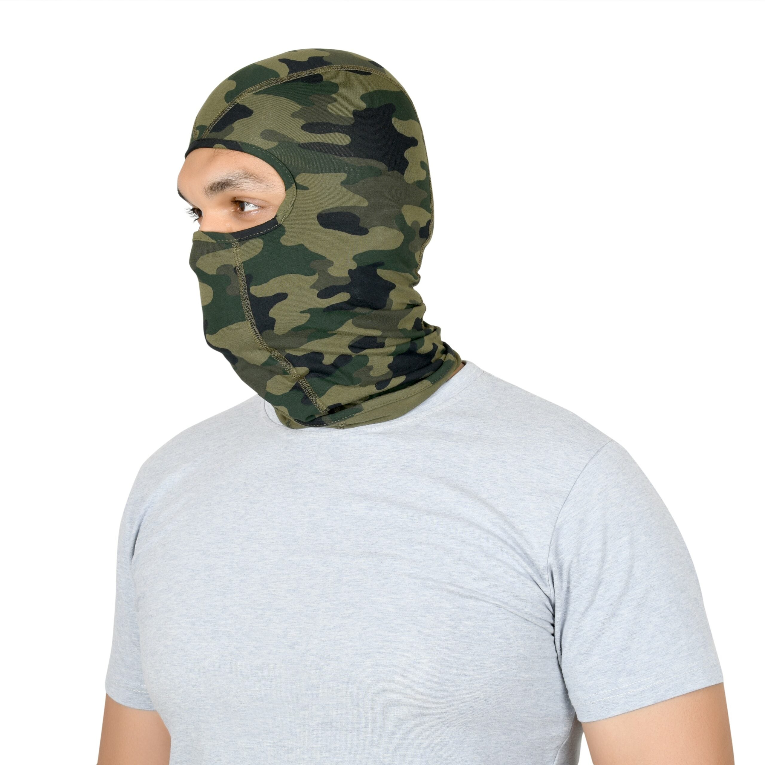 SOUL eTHICS Premium Cotton Breathable,Stretchable Full Face Cover Mask for Summer, Dust, Sun Protection, Bike Riding, Helmet Cap and All Other Outdoor Activities (Army Print Full Mask) image 1