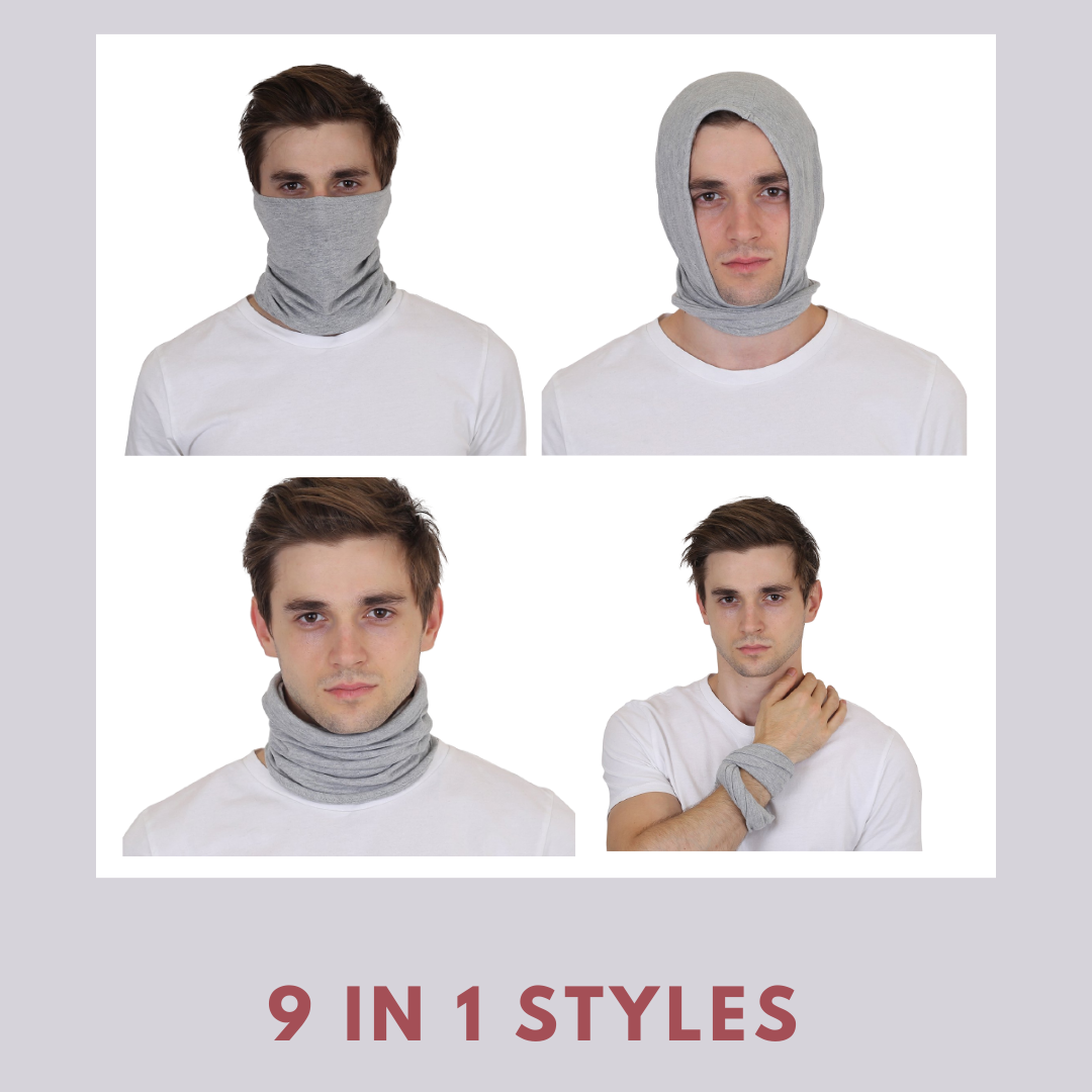 Cotton Head Wrap Bandana, 9 in 1 Bandana, Helmet Cap, Hair Band, Face Mask for Riding Bikes, Suitable for Both Men and Women, Free Size (Pack of 1) Light Grey image 8