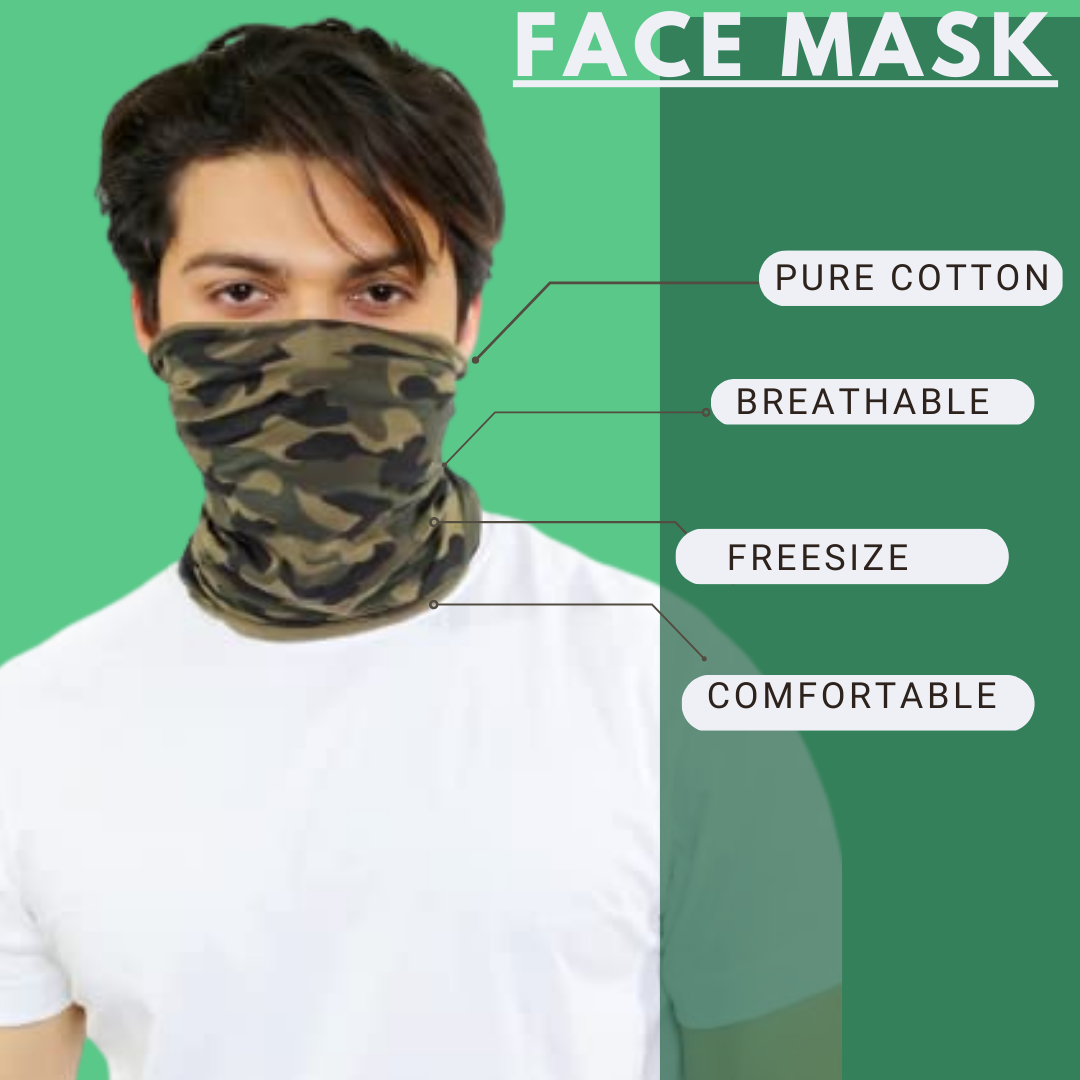 Cotton Head Wrap Bandana, 9 in 1 Bandana, Helmet Cap, Hair Band, Face Mask for Riding Bikes, Suitable for Both Men and Women, Free Size (Pack of 1) Camo Green image 4