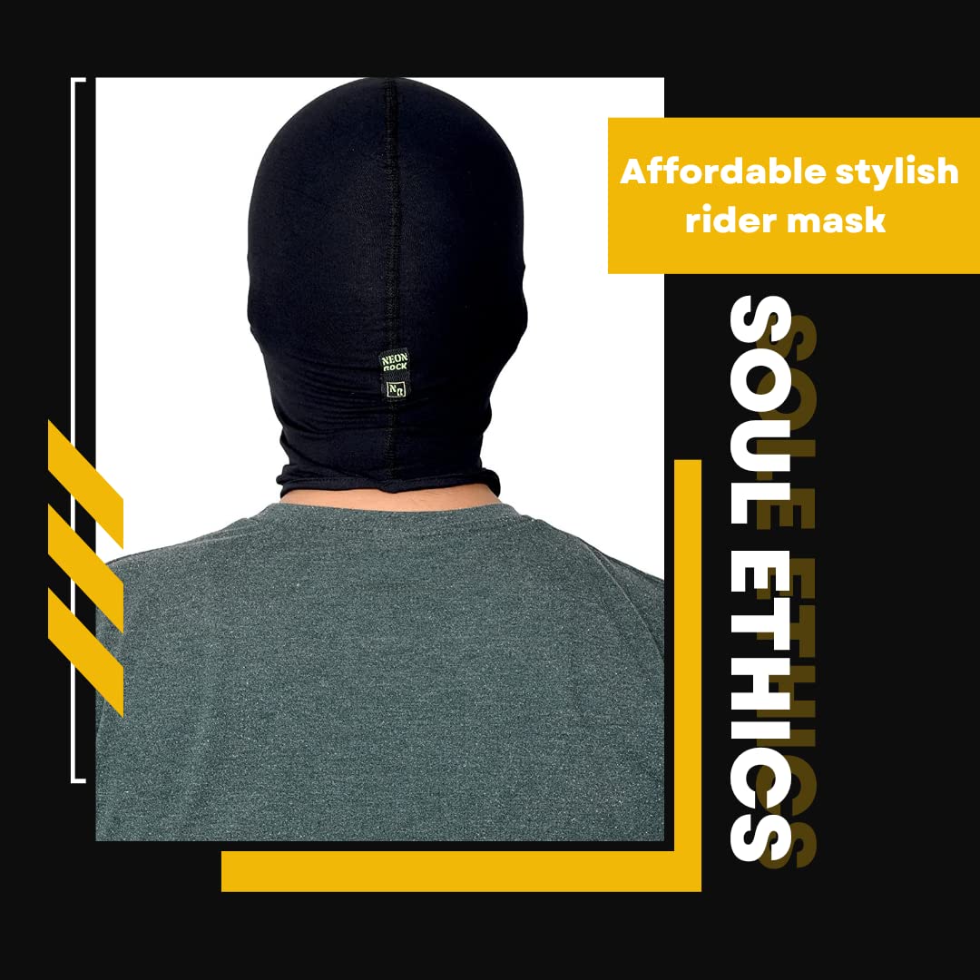 SOUL eTHICS Premium Cotton Breathable,Stretchable Full Face Cover Mask for Summer, Dust, Sun Protection, Bike Riding, Helmet Cap and All Other Outdoor Activity (Black) (Summer Full Premium Mask) image 4
