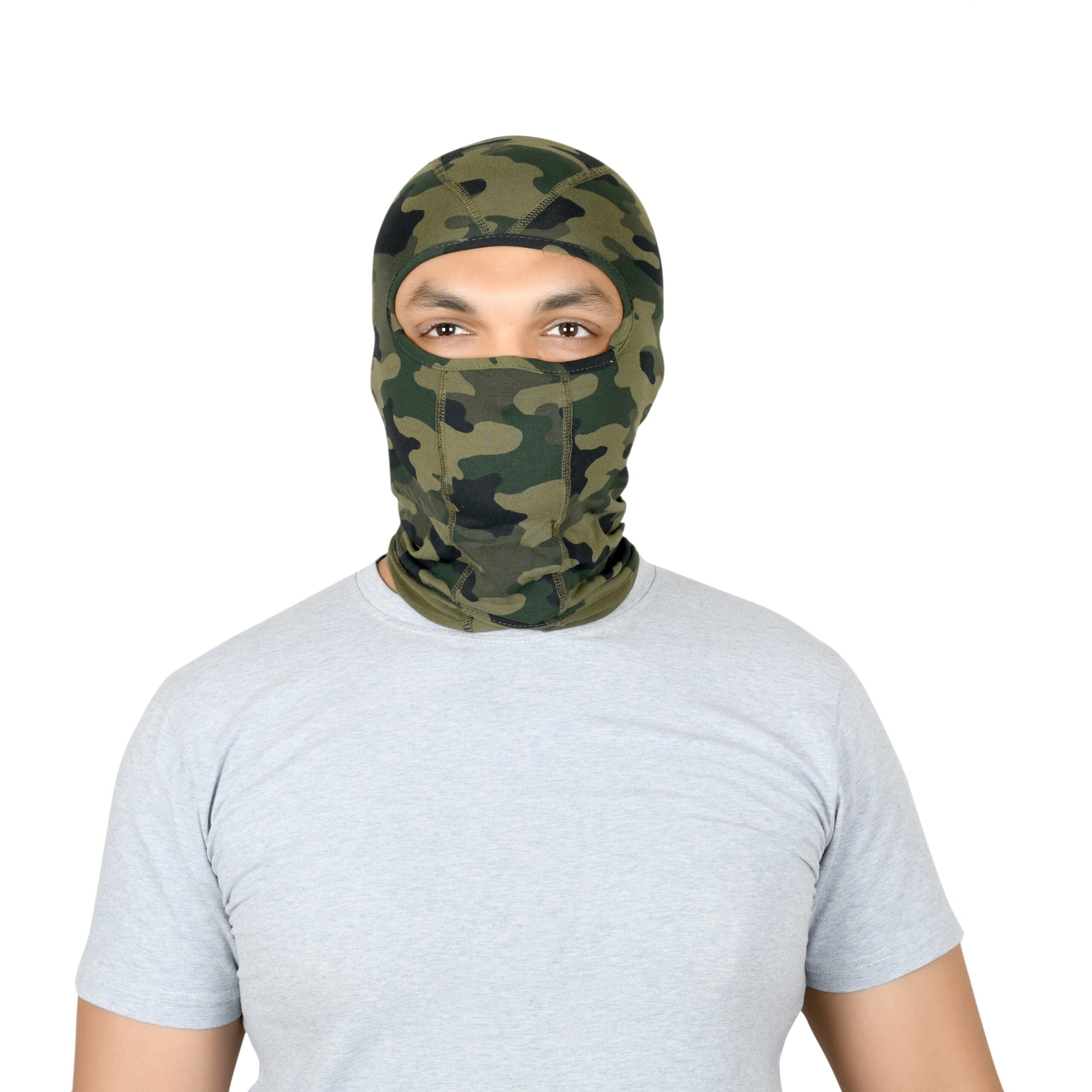 SOUL eTHICS Premium Cotton Breathable,Stretchable Full Face Cover Mask for Summer, Dust, Sun Protection, Bike Riding, Helmet Cap and All Other Outdoor Activities (Army Print Full Mask) image 0