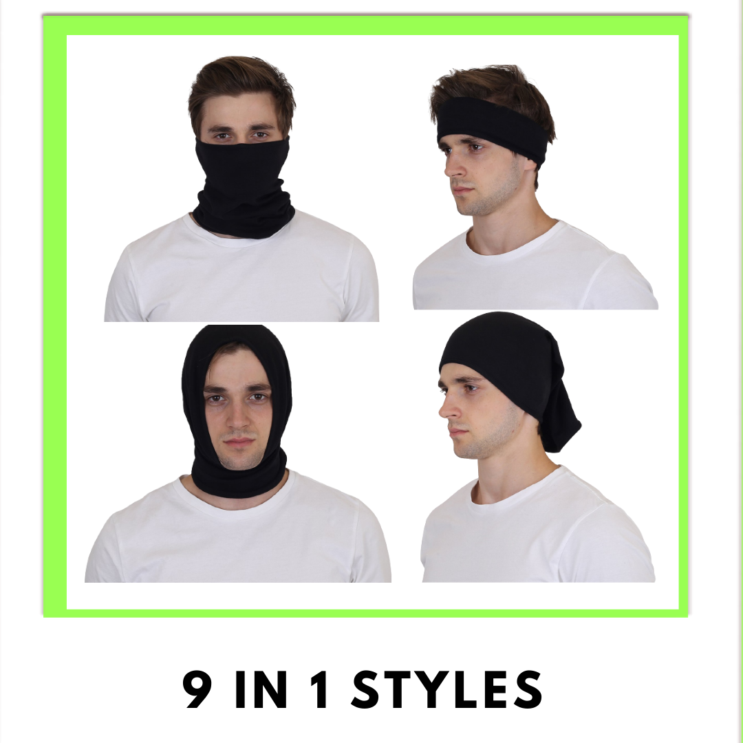Cotton Head Wrap Bandana, 9 in 1 Bandana, Helmet Cap, Hair Band, Face Mask for Riding Bikes, Suitable for Both Men and Women, Free Size (Pack of 1) Black image 5