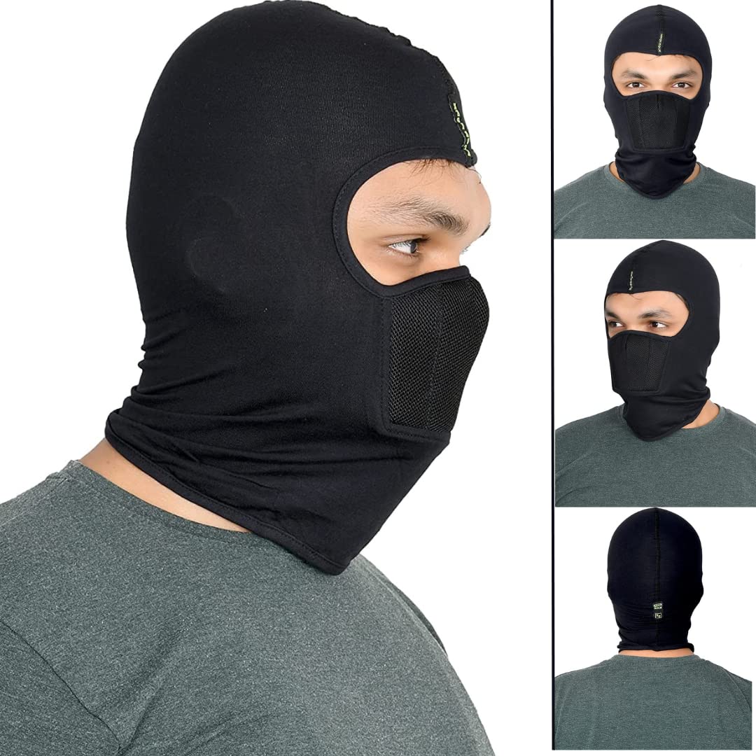 SOUL eTHICS Premium Cotton Breathable,Stretchable Full Face Cover Mask for Summer, Dust, Sun Protection, Bike Riding, Helmet Cap and All Other Outdoor Activity (Black) (Summer Full Premium Mask) image 0