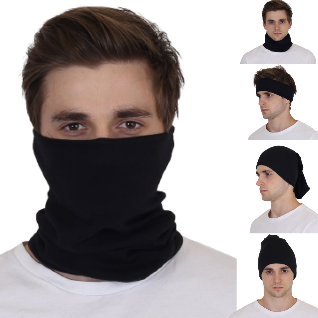 Cotton Head Wrap Bandana, 9 in 1 Bandana, Helmet Cap, Hair Band, Face Mask for Riding Bikes, Suitable for Both Men and Women, Free Size (Pack of 1) Black image 0