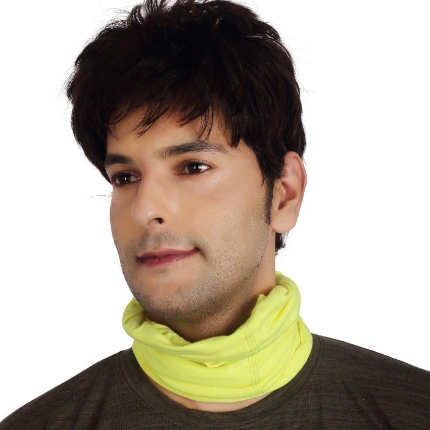 Cotton Head Wrap Bandana, 9 in 1 Bandana, Helmet Cap, Hair Band, Face Mask for Riding Bikes, Suitable for Both Men and Women, Free Size (Pack of 1) Lemon Yellow image 1