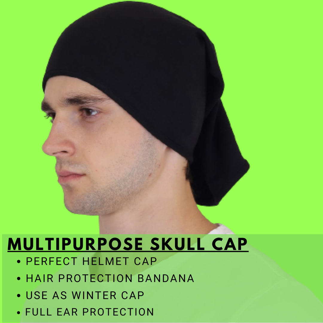 Cotton Head Wrap Bandana, 9 in 1 Bandana, Helmet Cap, Hair Band, Face Mask for Riding Bikes, Suitable for Both Men and Women, Free Size (Pack of 1) Black image 7