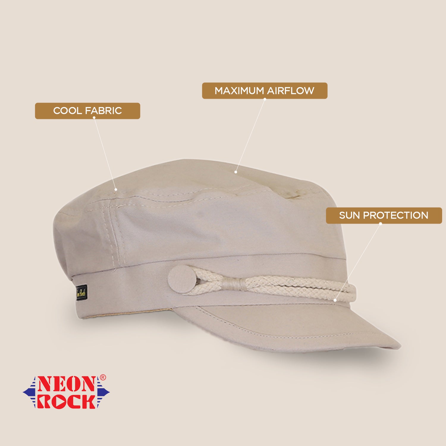 Stylish Dori Cap Stylish Premium Cotton Hat Cap for Summer, Winter, Spring, Autumn and All Activities, Freesize Pack of 1 Off-White image 4