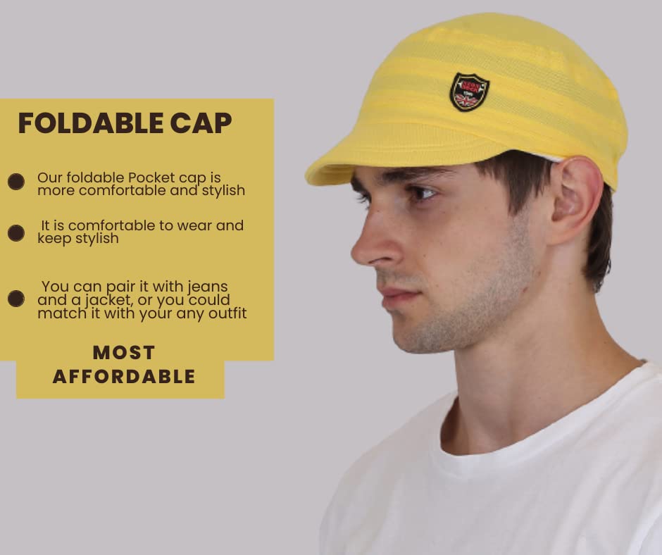 Men and Women Foldable Cotton Pocket Cap for All Sports and Outdoor Activities Yellow image 3