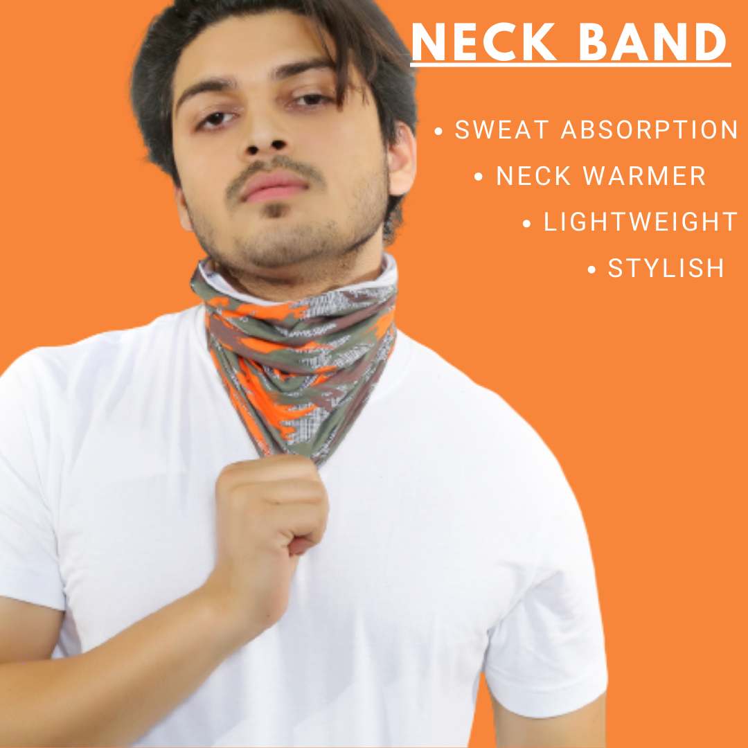 Cotton Head Wrap Bandana, 9 in 1 Bandana, Helmet Cap, Hair Band, Face Mask for Riding Bikes, Suitable for Both Men and Women, Free Size (Pack of 1) Camo Orange image 5