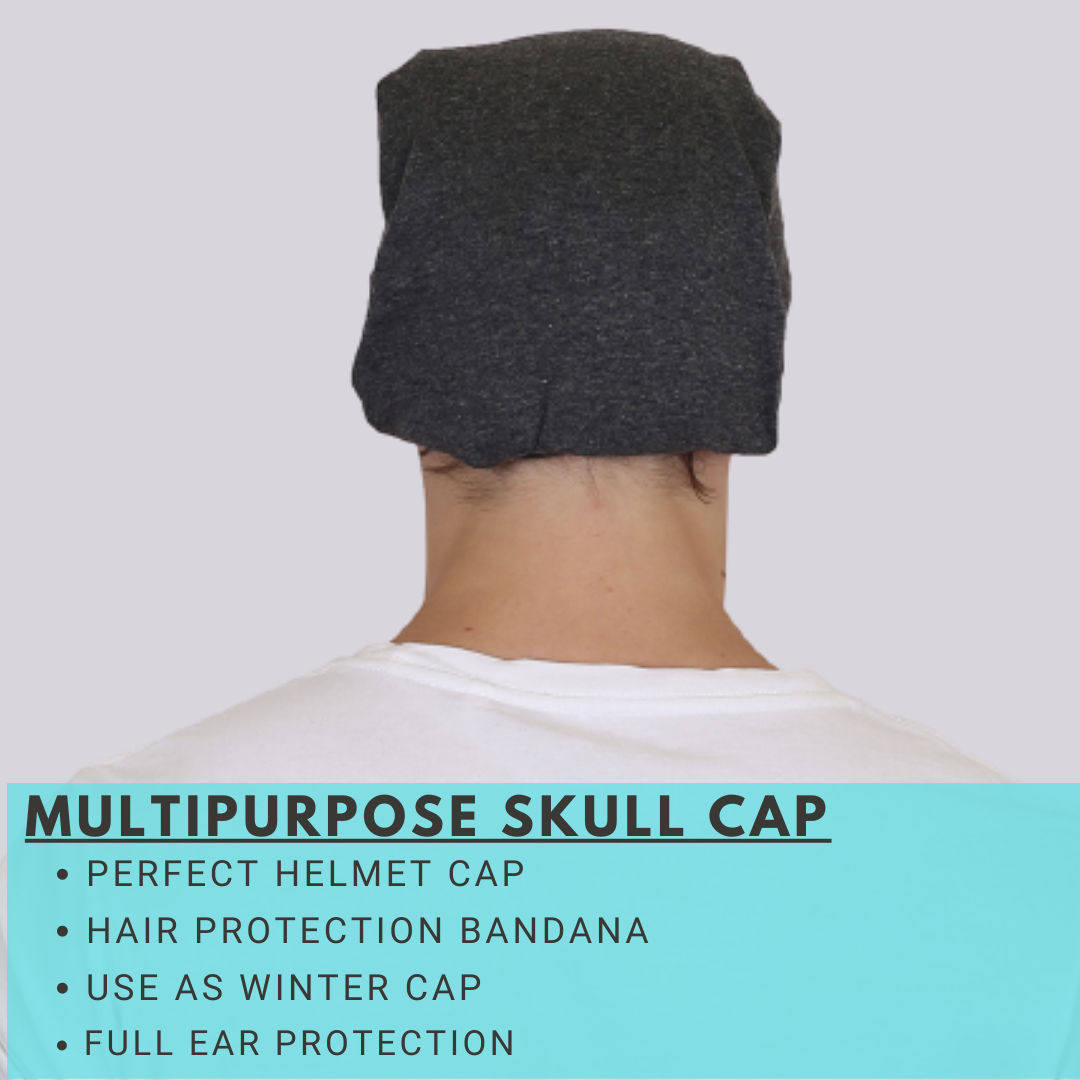 Cotton Head Wrap Bandana, 9 in 1 Bandana, Helmet Cap, Hair Band, Face Mask for Riding Bikes, Suitable for Both Men and Women, Free Size (Pack of 1) Dark Grey image 2