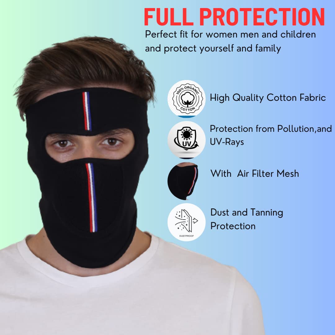 Premium Cotton Breathable,Stretchable Plain Rider Cover Mask for Summer, Dust, Sun Protection, Bike Riding, Helmet Cap and All Other Outdoor Activity (Black) image 0