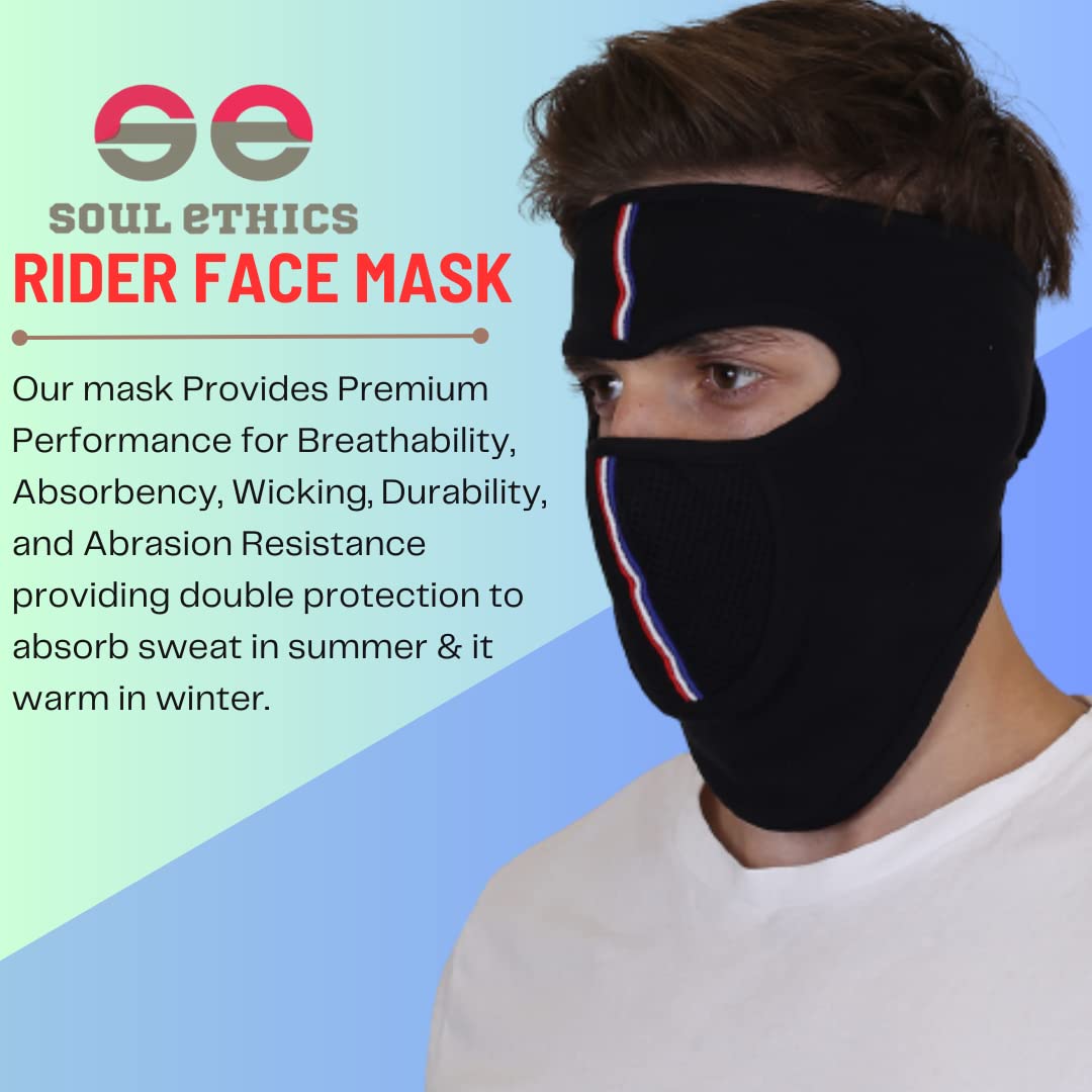 Premium Cotton Breathable,Stretchable Plain Rider Cover Mask for Summer, Dust, Sun Protection, Bike Riding, Helmet Cap and All Other Outdoor Activity (Black) image 3