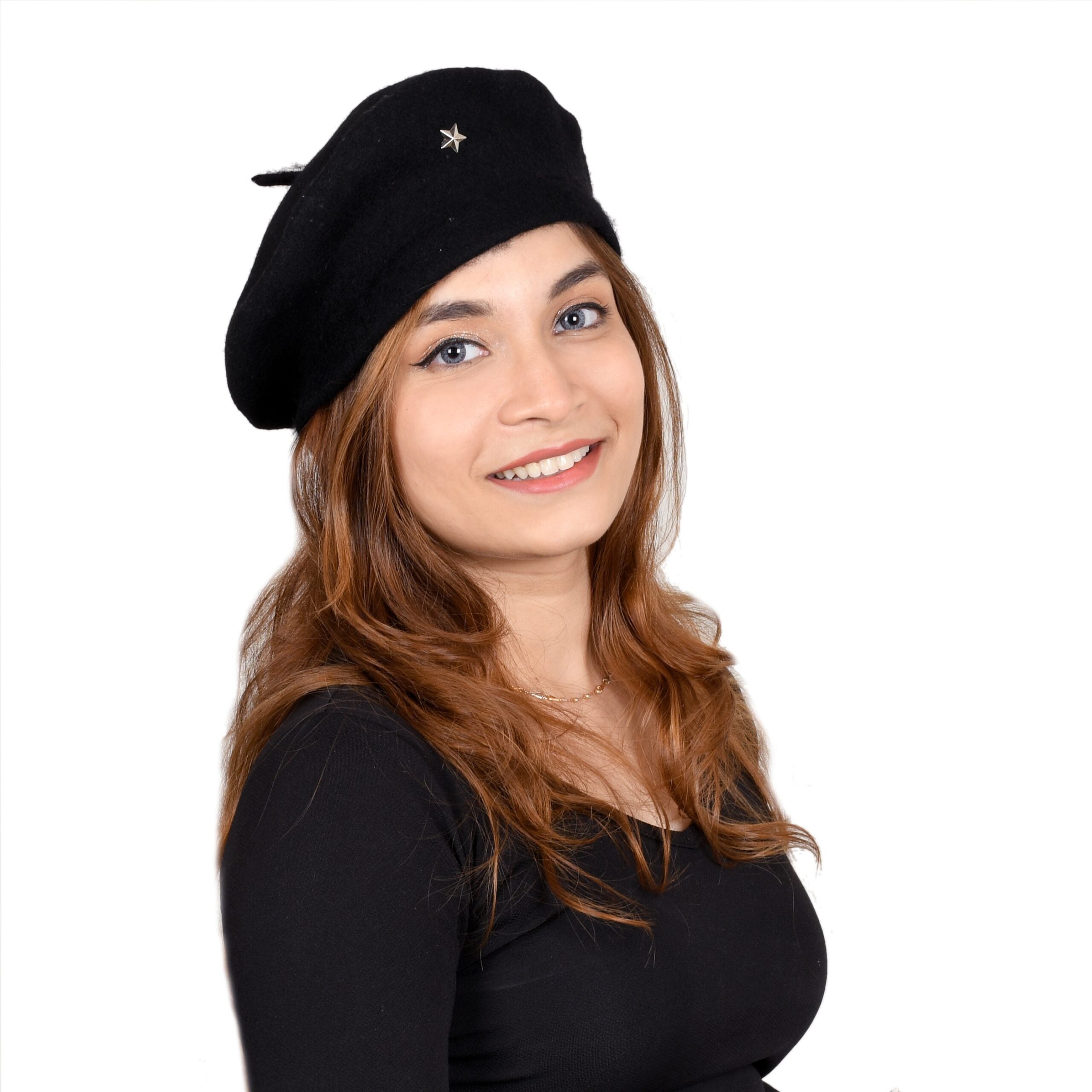 French Beret Cap Black With Star image 0